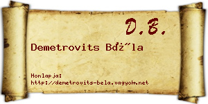 Demetrovits Béla névjegykártya