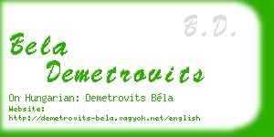 bela demetrovits business card